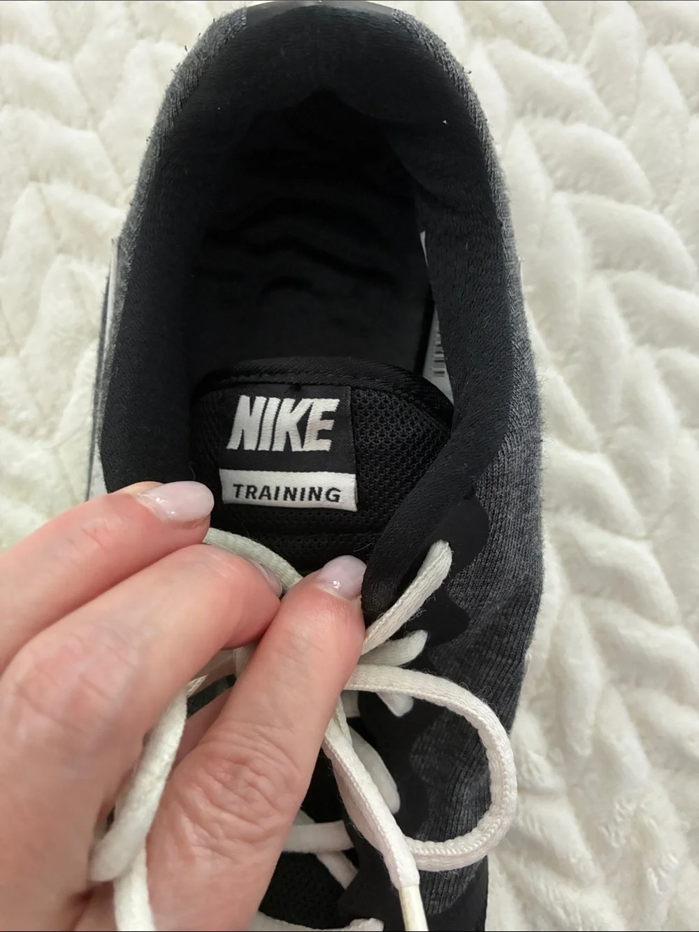 Nike Black and Gray Athletic Trainers with White Swoosh 8.5